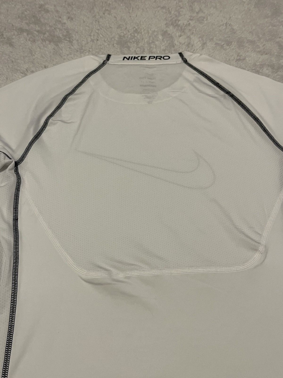 Nike Pro T-Shirt Mens L Short Sleeve Dri-Fit Tight Graphic Logo White DD1992-100