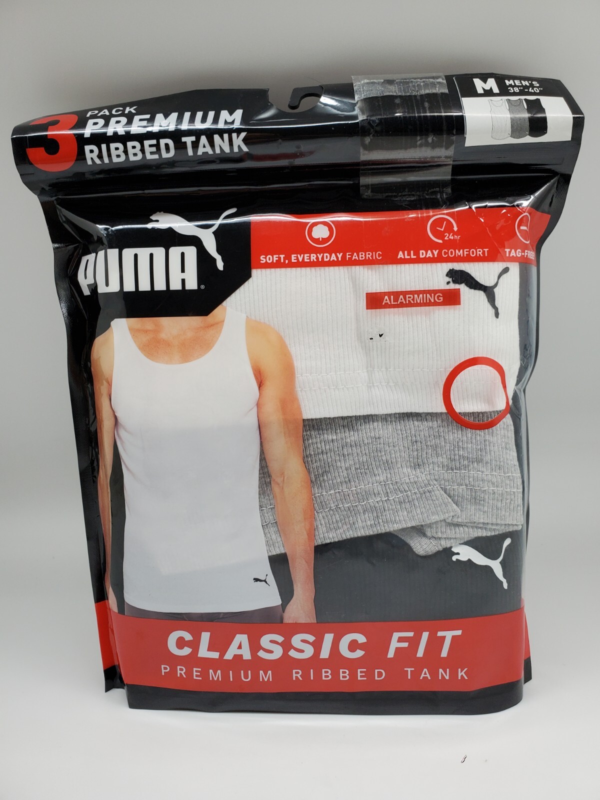 3PK PUMA Premium Ribbed Tanks A Shirts Men S M L XL Black White Gray Classic Fit