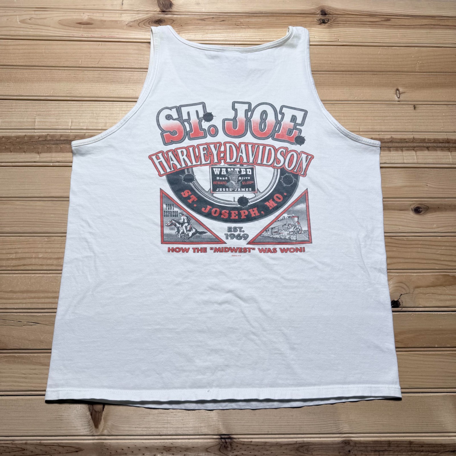 Vintage 2002 Harley-Davidson St. Joe Missouri Midwest Graphic Tank Top – Large