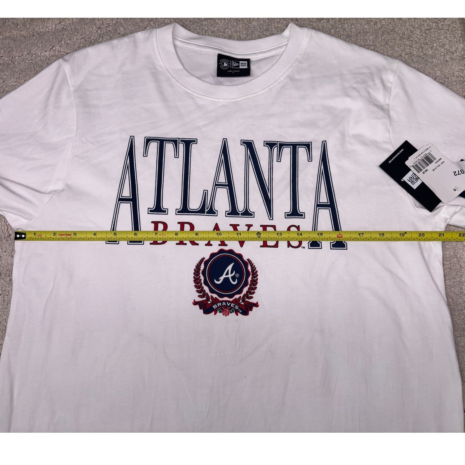 New Era Atlanta Braves T-Shirt Mens Large White MLB Graphic Short Sleeve Tee NWT