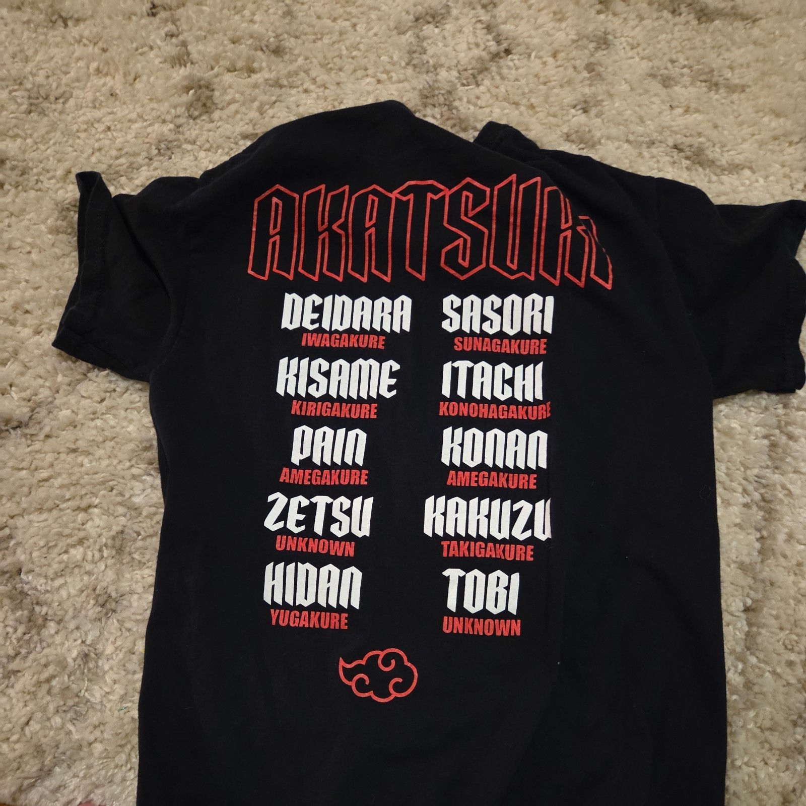 Naruto Shippuden Akatsuki T-Shirt Men&rsquo;s Small Black Anime Graphic Tee