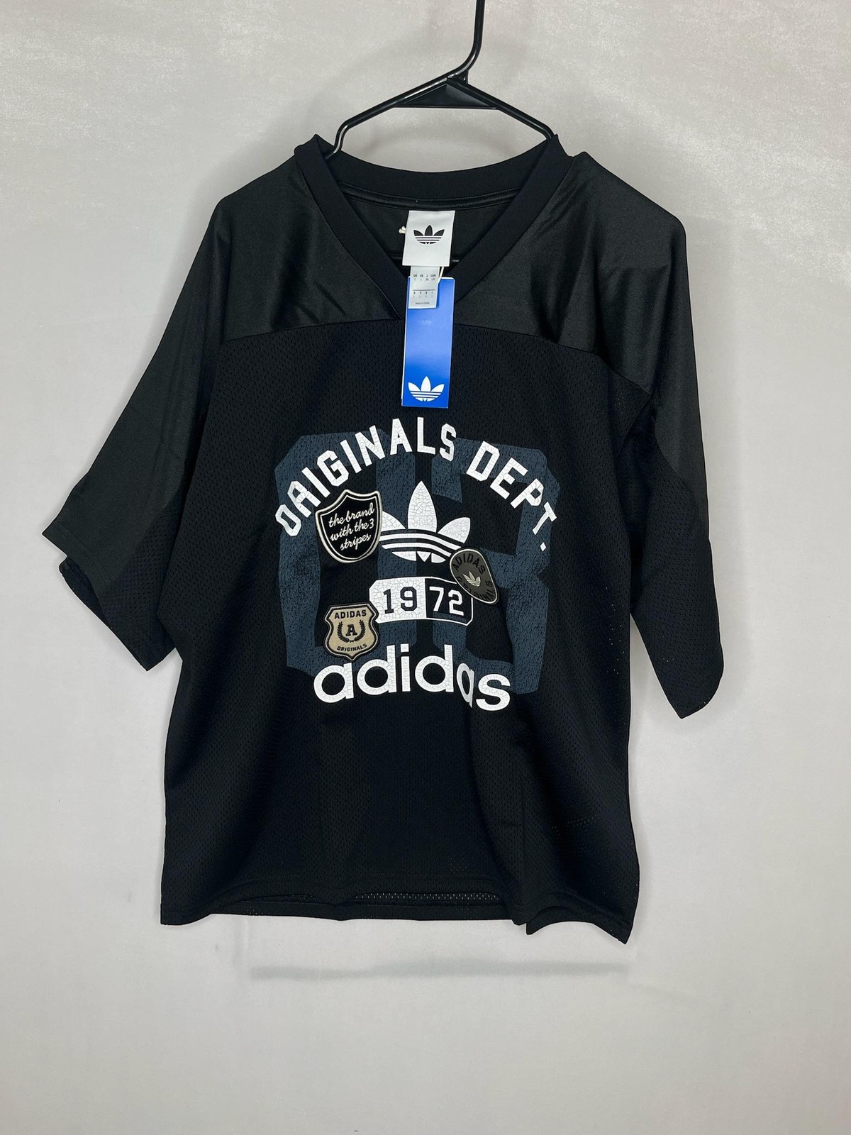 Adidas Shirt Mens Large Black OG Dept Jersey Trefoil Originals Graphic Tee NEW