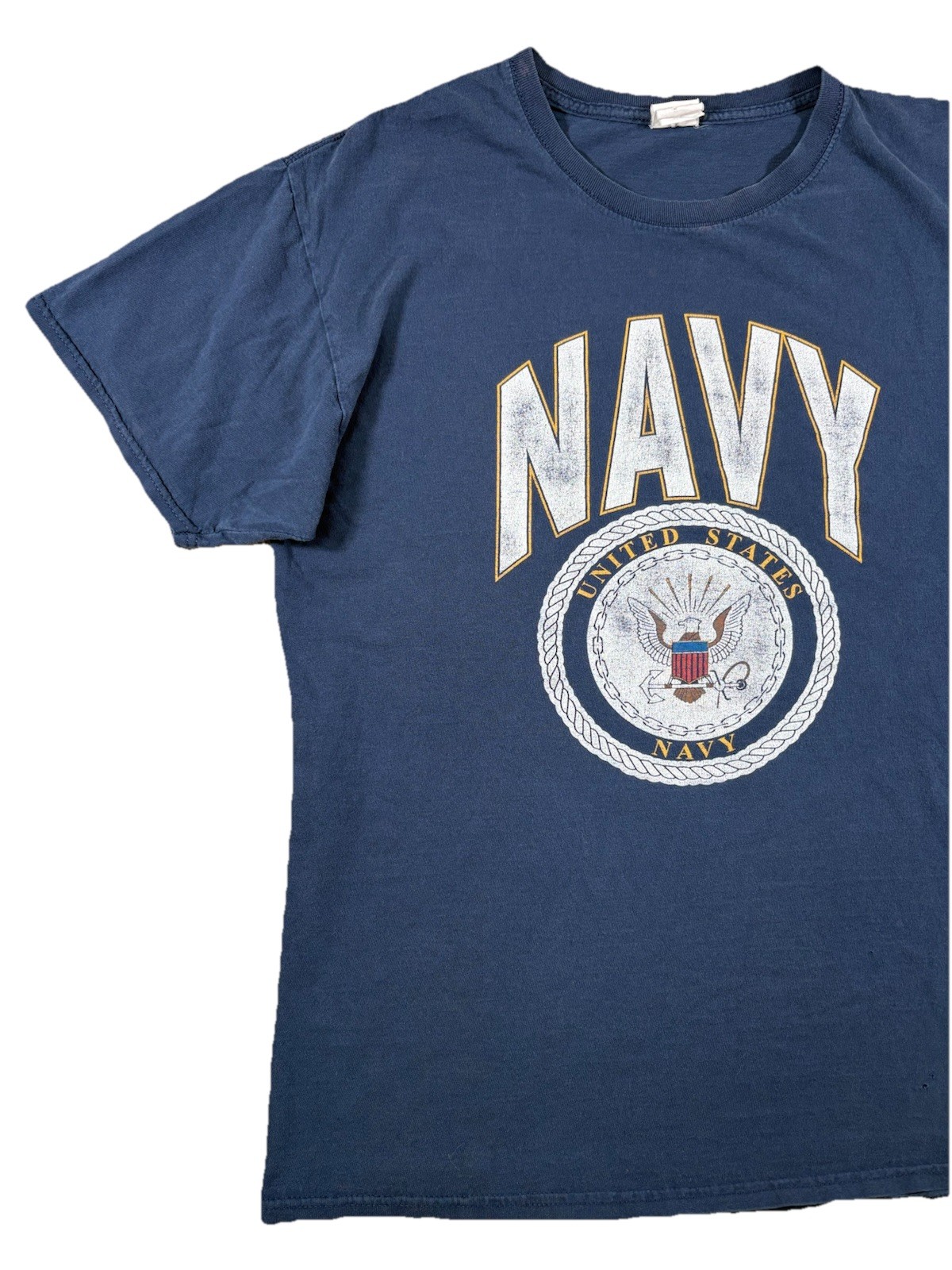 Vintage United States US Navy Tee Shirt Size Large Faded Graphic Distressed