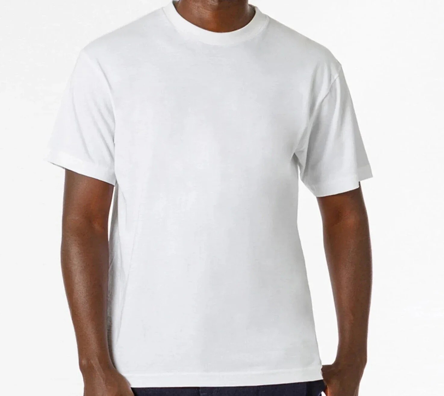SunTees Men&rsquo;s Plain 100% Cotton White Crew T-Shirt Heavy Short Sleeves T Shirts