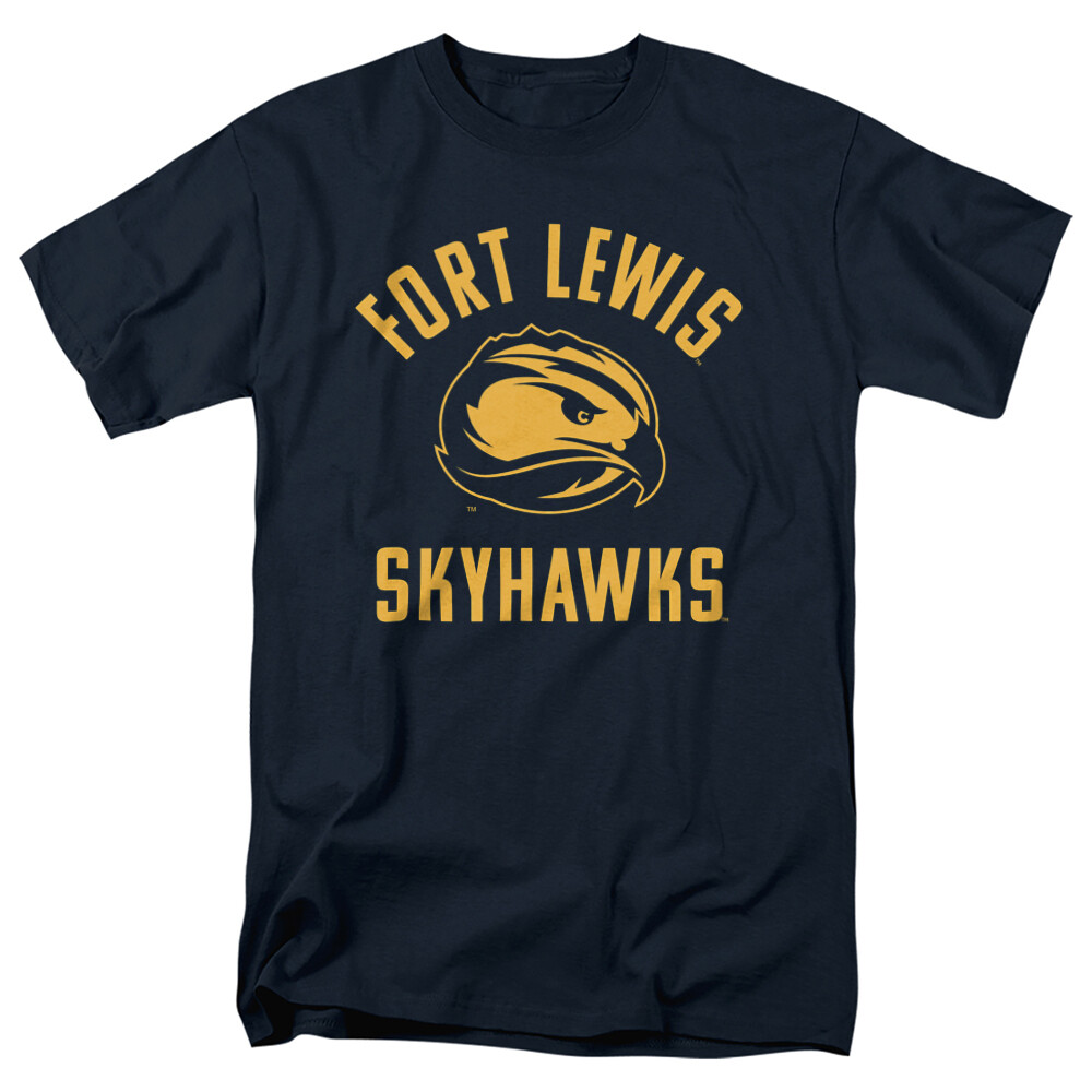 Fort Lewis College Adult T-Shirt One Color Logo, Navy, S-5XL
