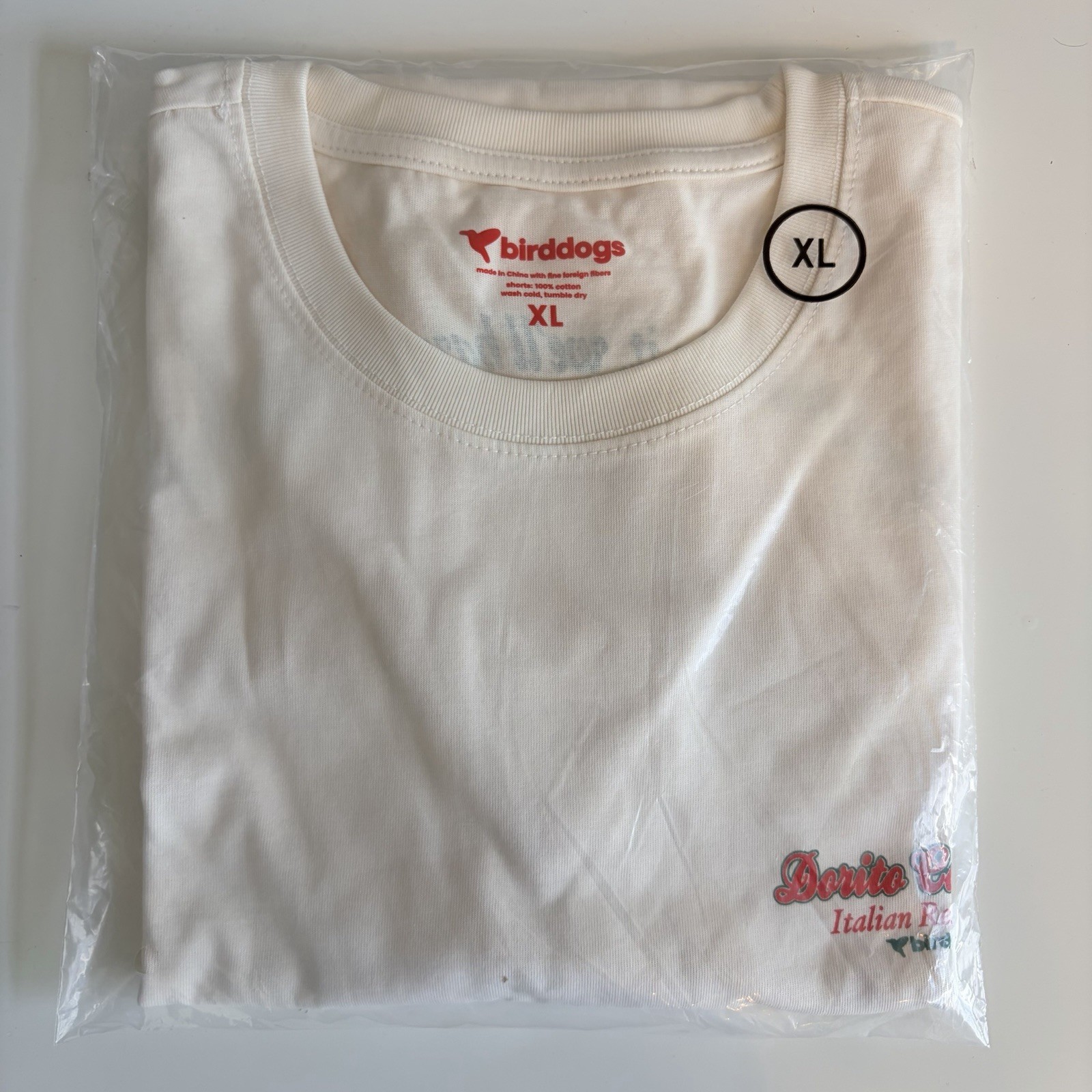 Birddogs Dorito Corleone Super Soft Graphic Tee Adult XL Shirt Cream Red NIP New