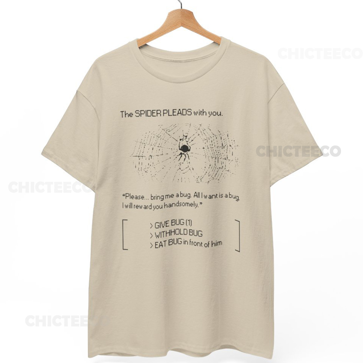 Spider Pleads Text Adventure T-Shirt Retro Gaming Cult Obscure Unisex Tee