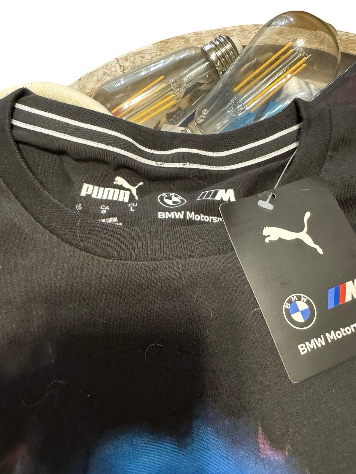 Puma BMW Motorsport Shirt Mens Medium Black Sz large Logo Graphic Racing T-Shirt