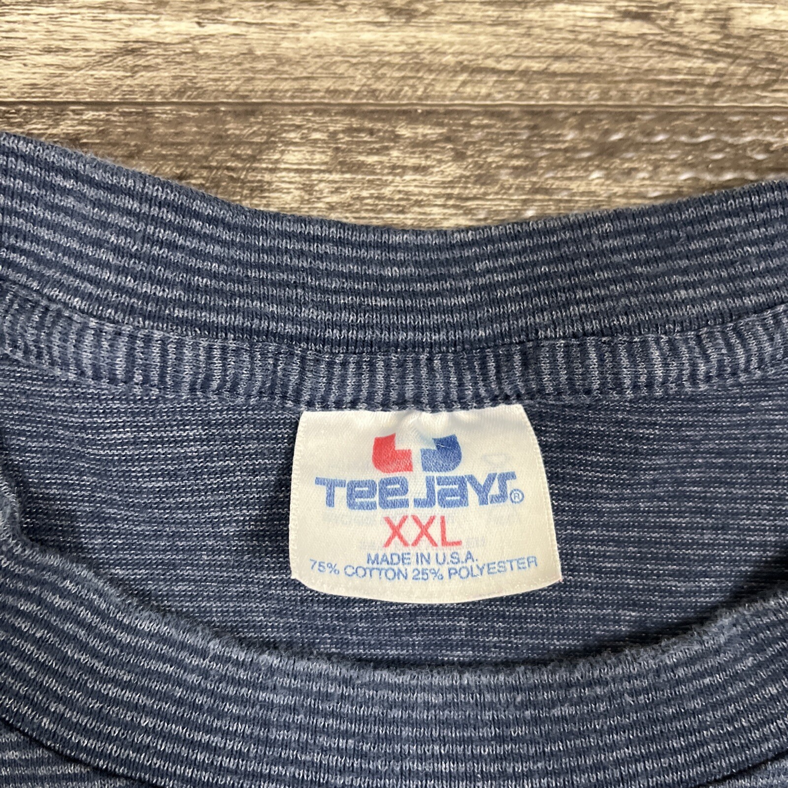 Vintage Plymouth Mass Souvenir Single Stitch Shirt XXL 2XL Blue Striped USA Made