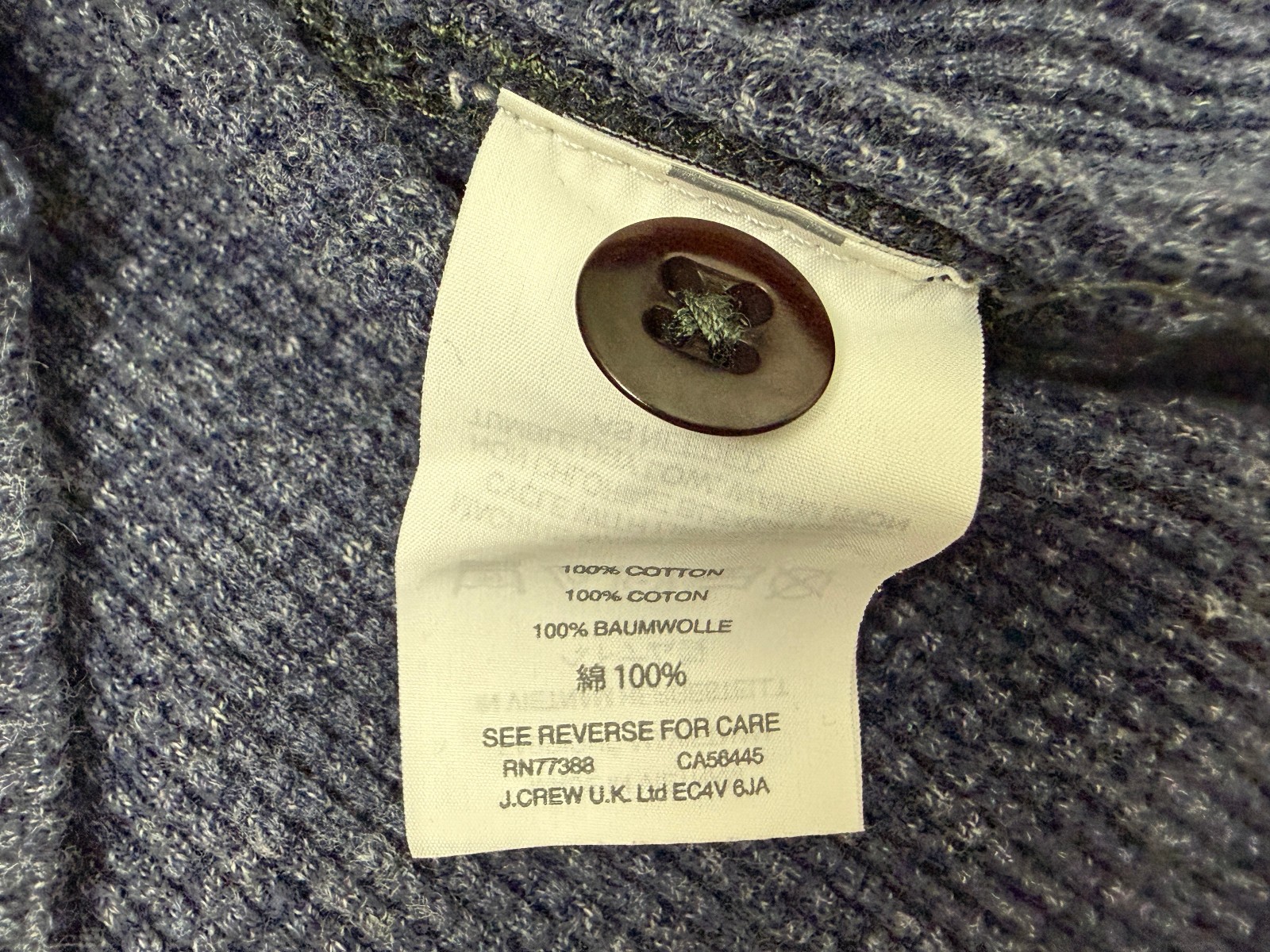 Wallace Barnes Shirt Men Medium Waffle-Knit Henley Thermal Minimal Heather Navy
