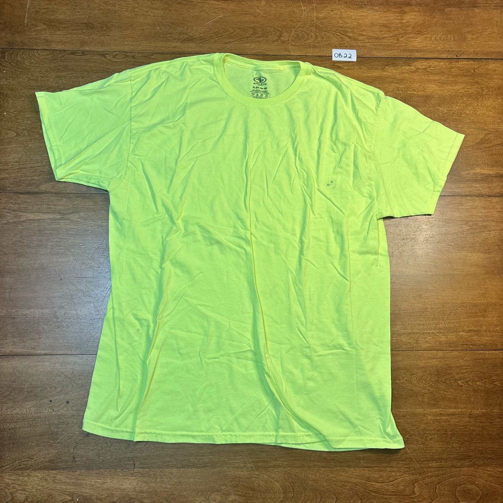 Athletic Works T-Shirt Men&rsquo;s Neon Green Cotton Crew Neck Short Sleeve – XL