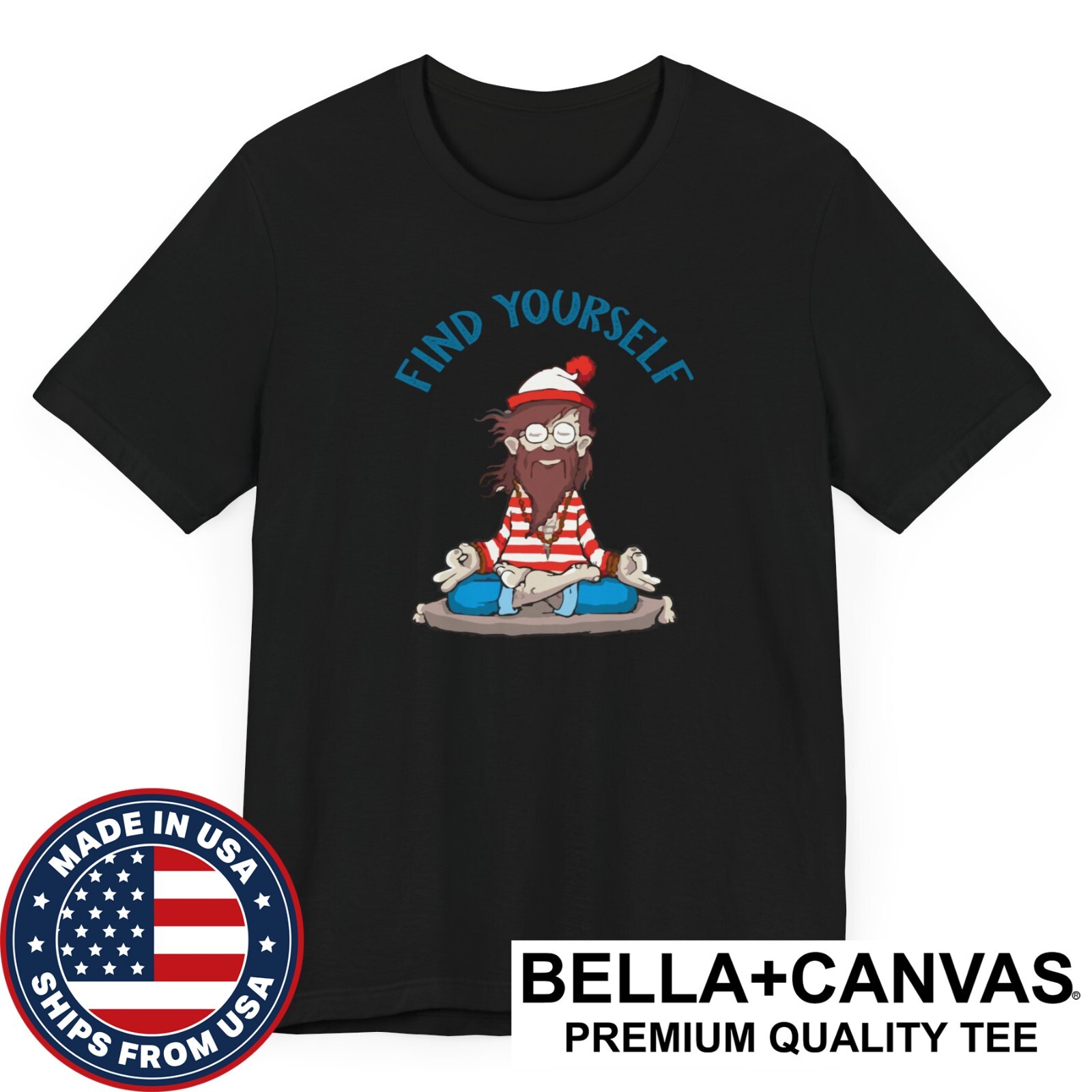 Find Yourself – Where&rsquo;s Waldo Wally Meditating Funny T-Shirt