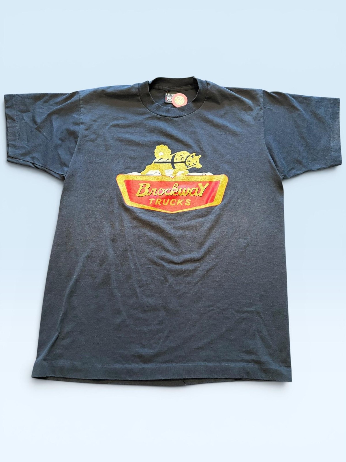 Vintage Screen Stars Best Shirt Mens Large Black Brockway Trucks Tee T-Shirt