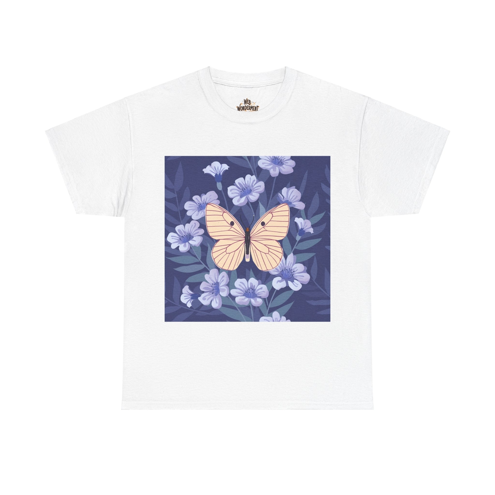 Butterfly in Flowers Unisex Heavy Cotton Tee