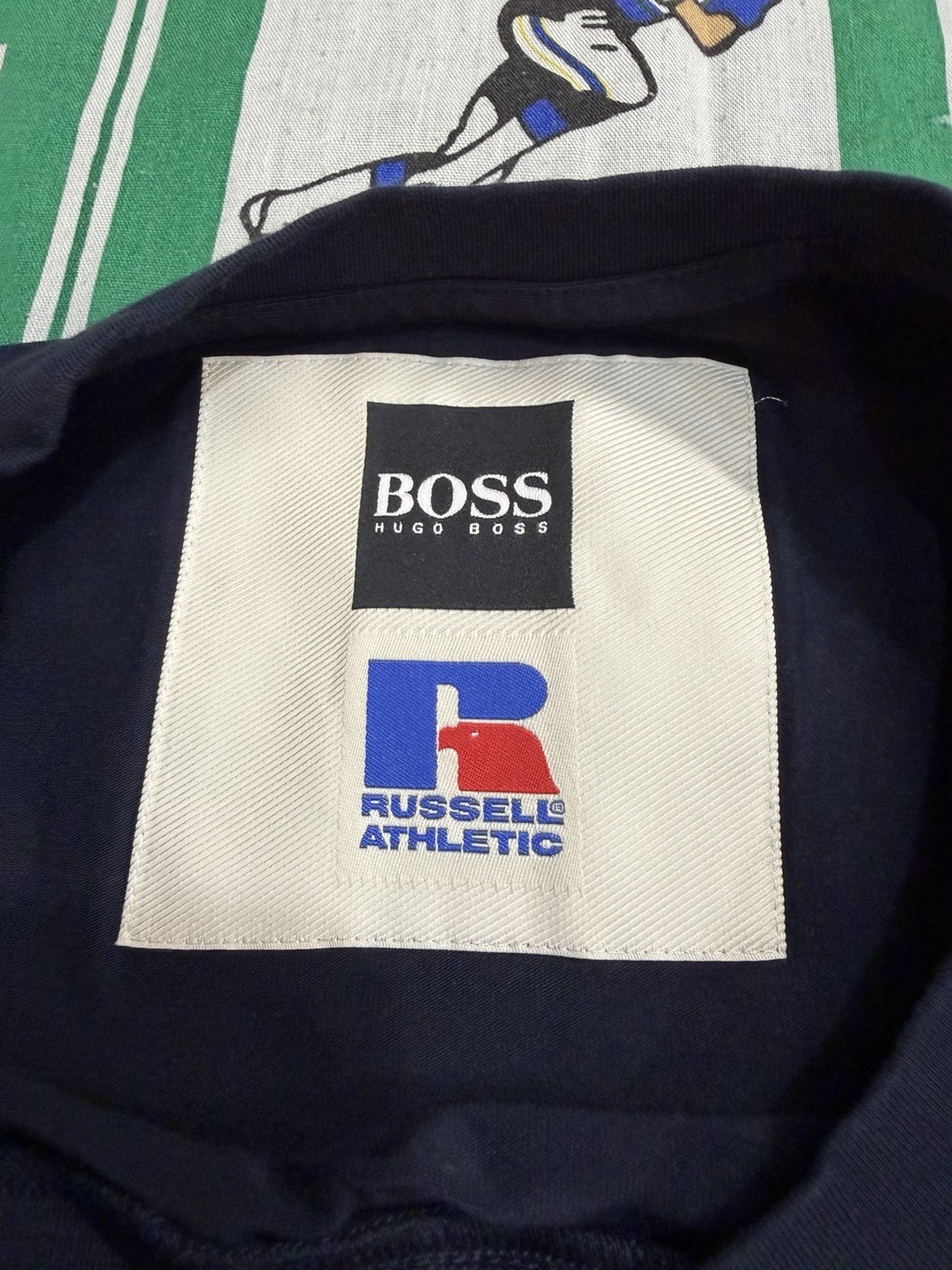 BOSS Hugo Boss x Russell Athletic Graphic Logo Navy Men&rsquo;s S Crew Neck T-Shirt