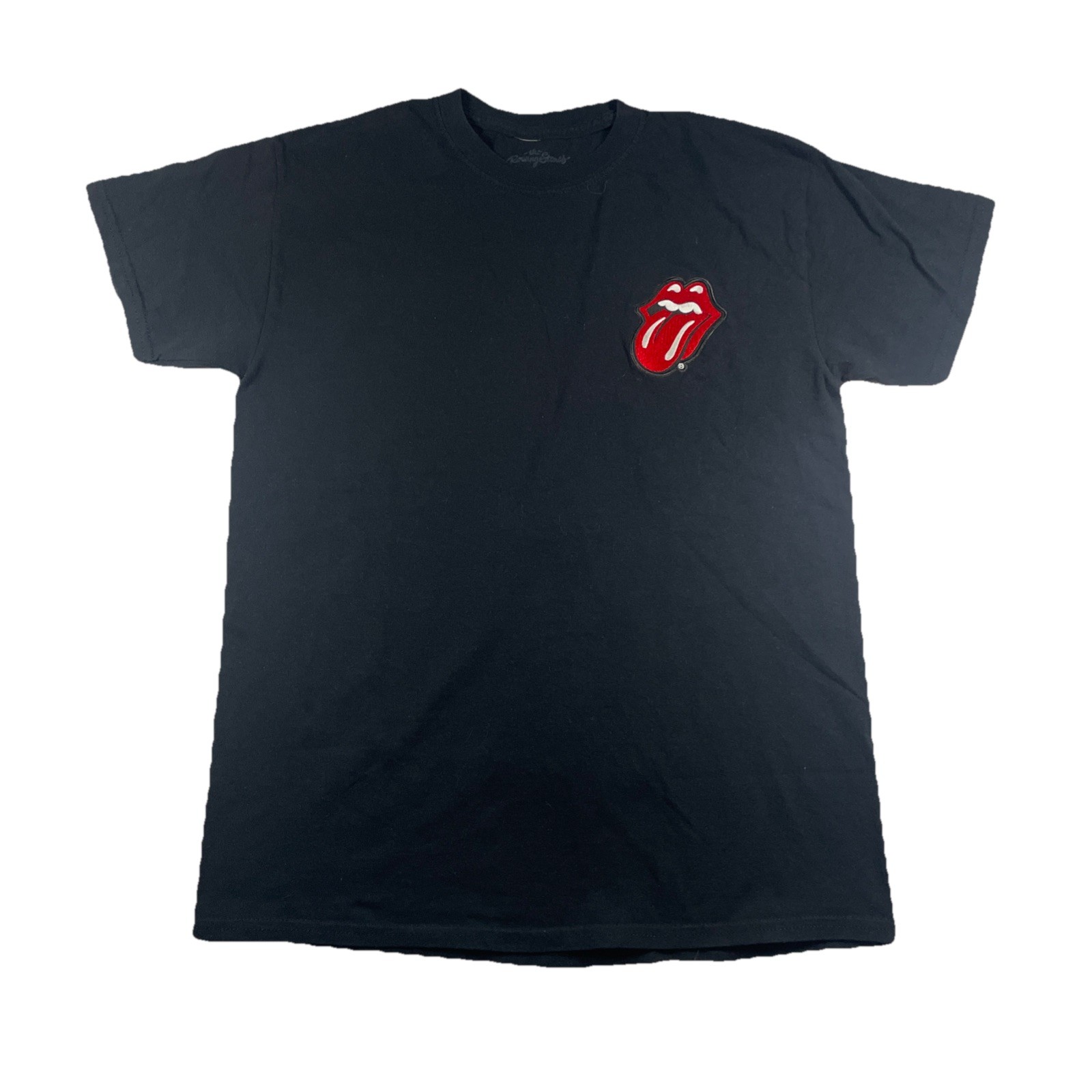 Rolling Stones Shirt Mens Medium Black Tongue Patch Logo Rock Band 60s 70s 80s