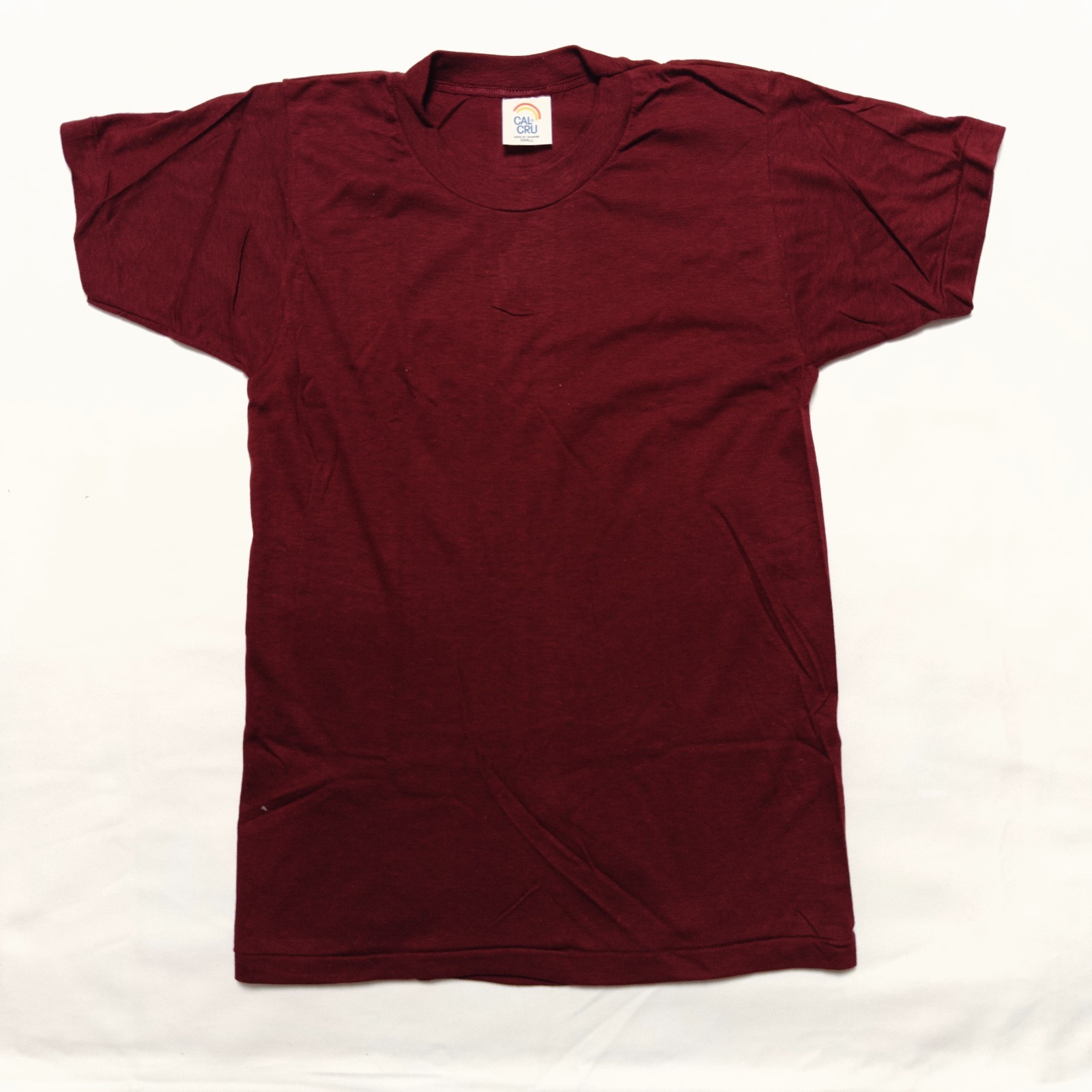 Vintage Cal Cru Adult S Maroon T-Shirt Short Sleeve Made in USA NOS