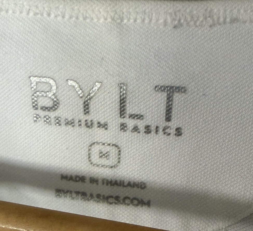 BYLT Premium Basics Crew Split Hem Long Sleeve LUX White shirt – Men&rsquo;s Medium