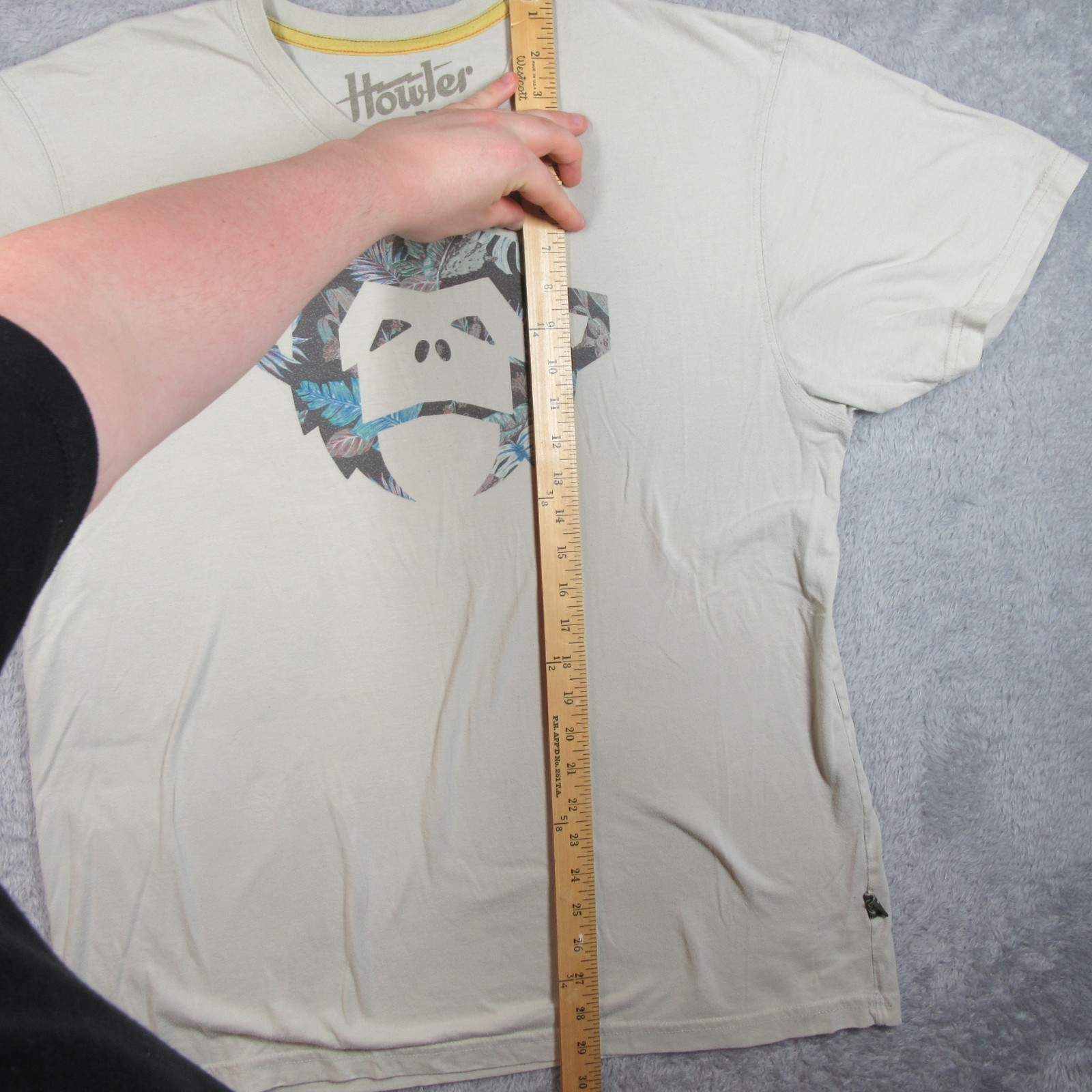 Howler Bros Shirt Mens XL Tan Yellow Floral Monkey El Mono Third Coast Graphic