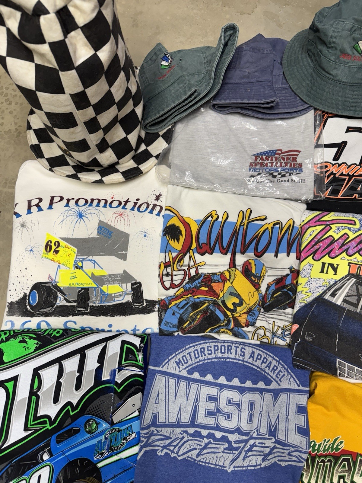 24 Piece Lot 18 Racing T Shirts 6 Hats Nascar, Dirt Reseller Bundle Wholesale