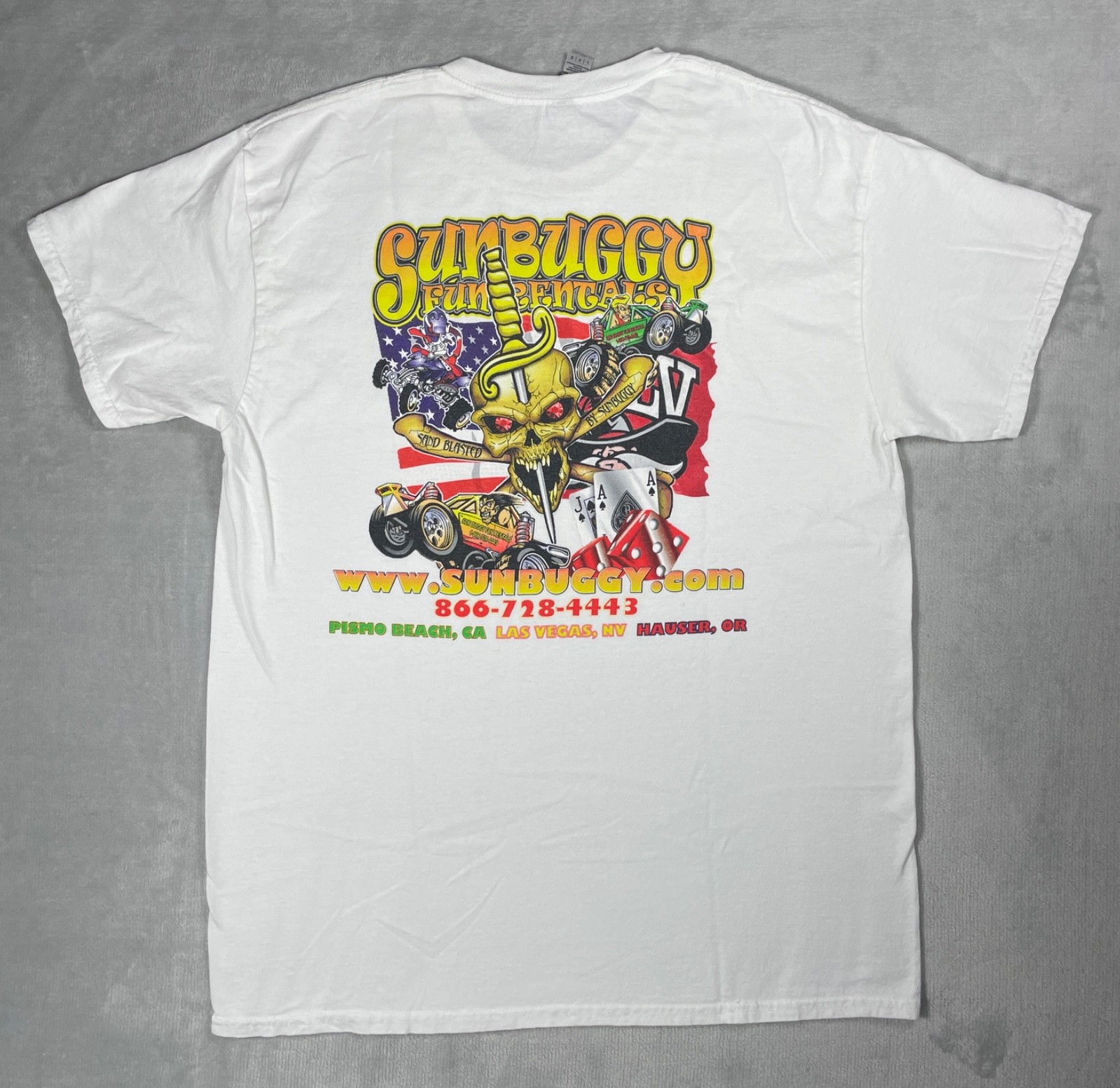 Skull Graphic T Shirt Men Large White Off Road Racing Y2K Sunbuggy Las Vegas ATV