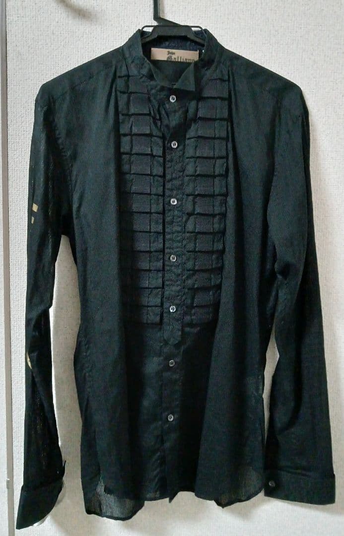 John Galliano Rare Sheer Gold Print Dress Shirt M (US S) Near Mint