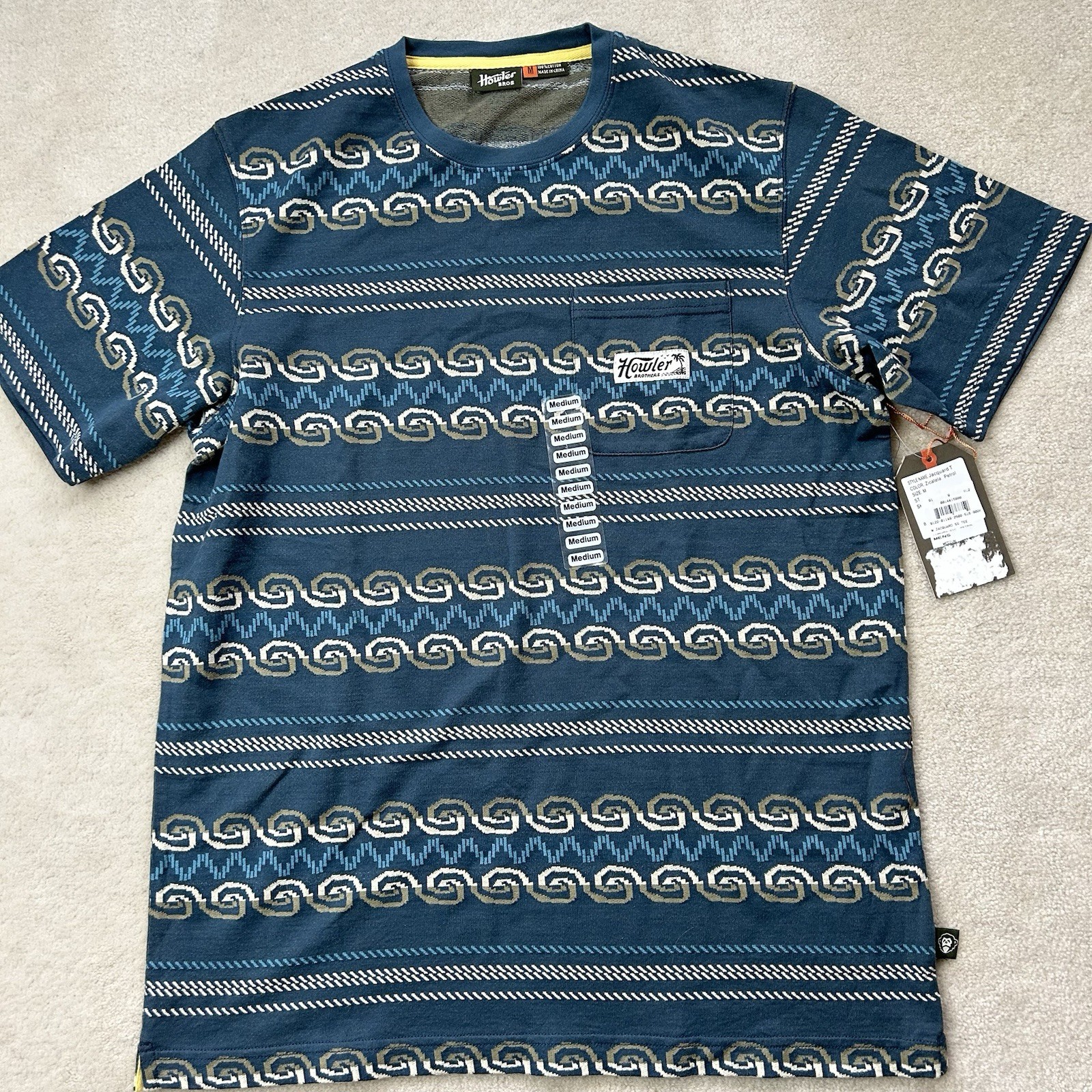 Howler Brothers TShirt Men’s Medium Jacquard Knit Crewneck Tribal Shortsleeve