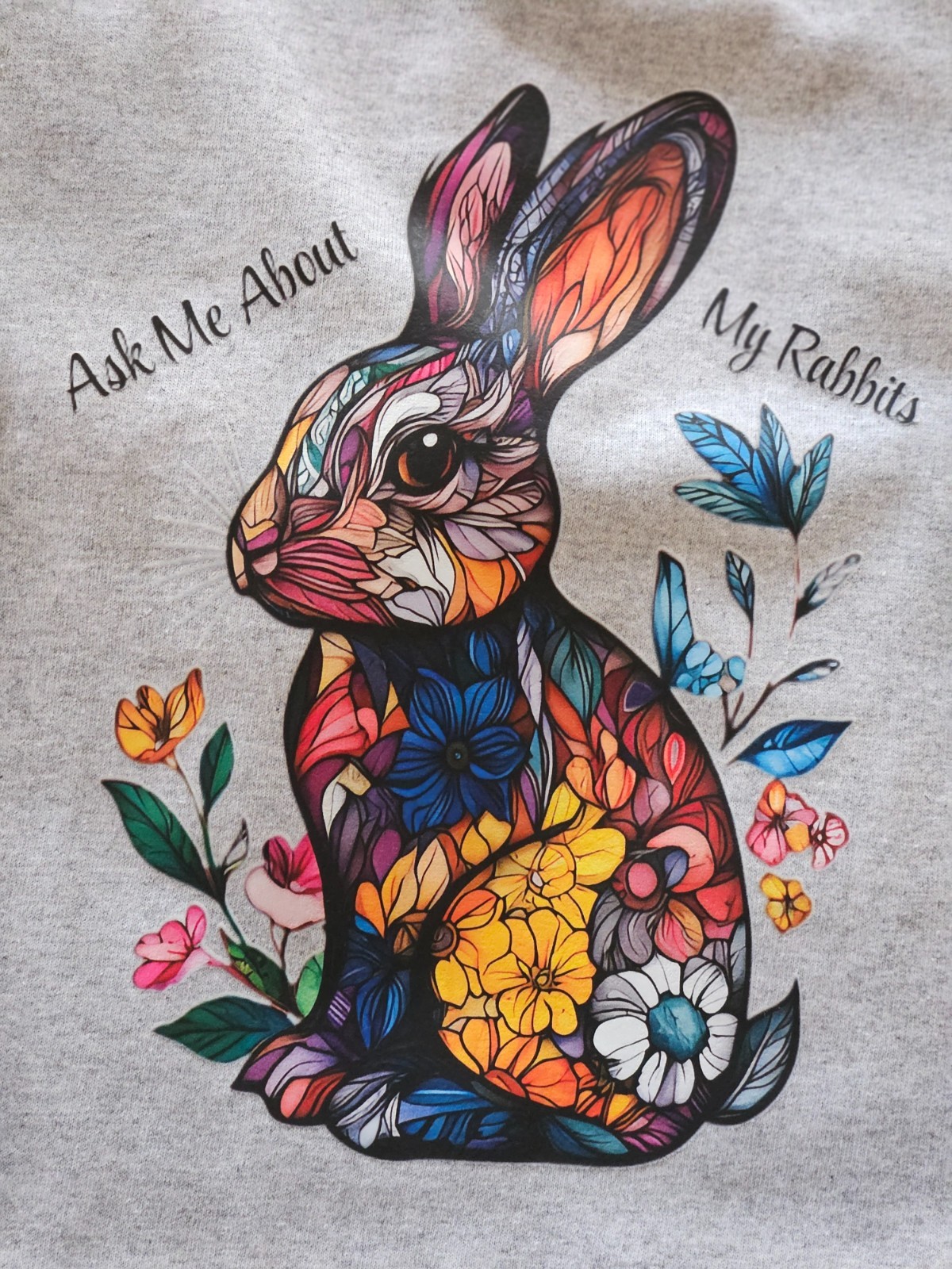 Floral Rabbit Tshirt Gray size L