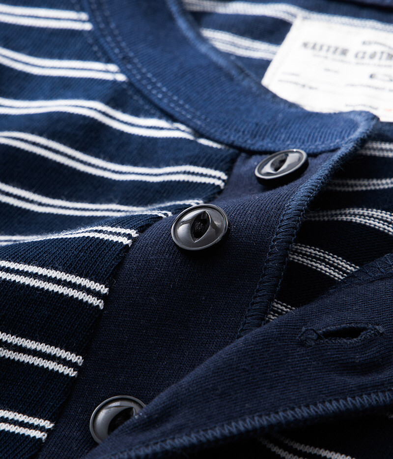 Mens Retro Sailor&rsquo;s Stripe Short Sleeve T-Shirts Classic Henry Shirt Casual Tops