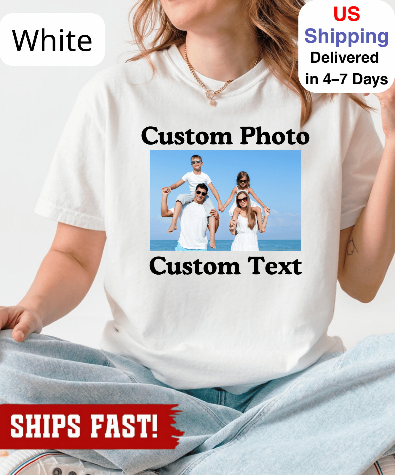 Custom Photo Shirt, Personalized Picture Tee, Family Gifts, Custom Photo & Text