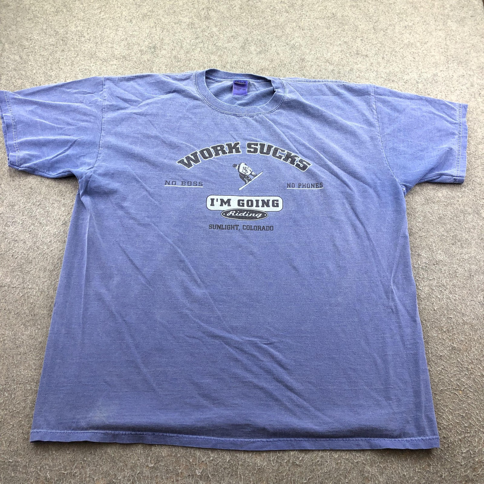 Vintage Snowboarding Shirt Men 2XL Work Sucks I&rsquo;m Going Riding Sunlight Colorado