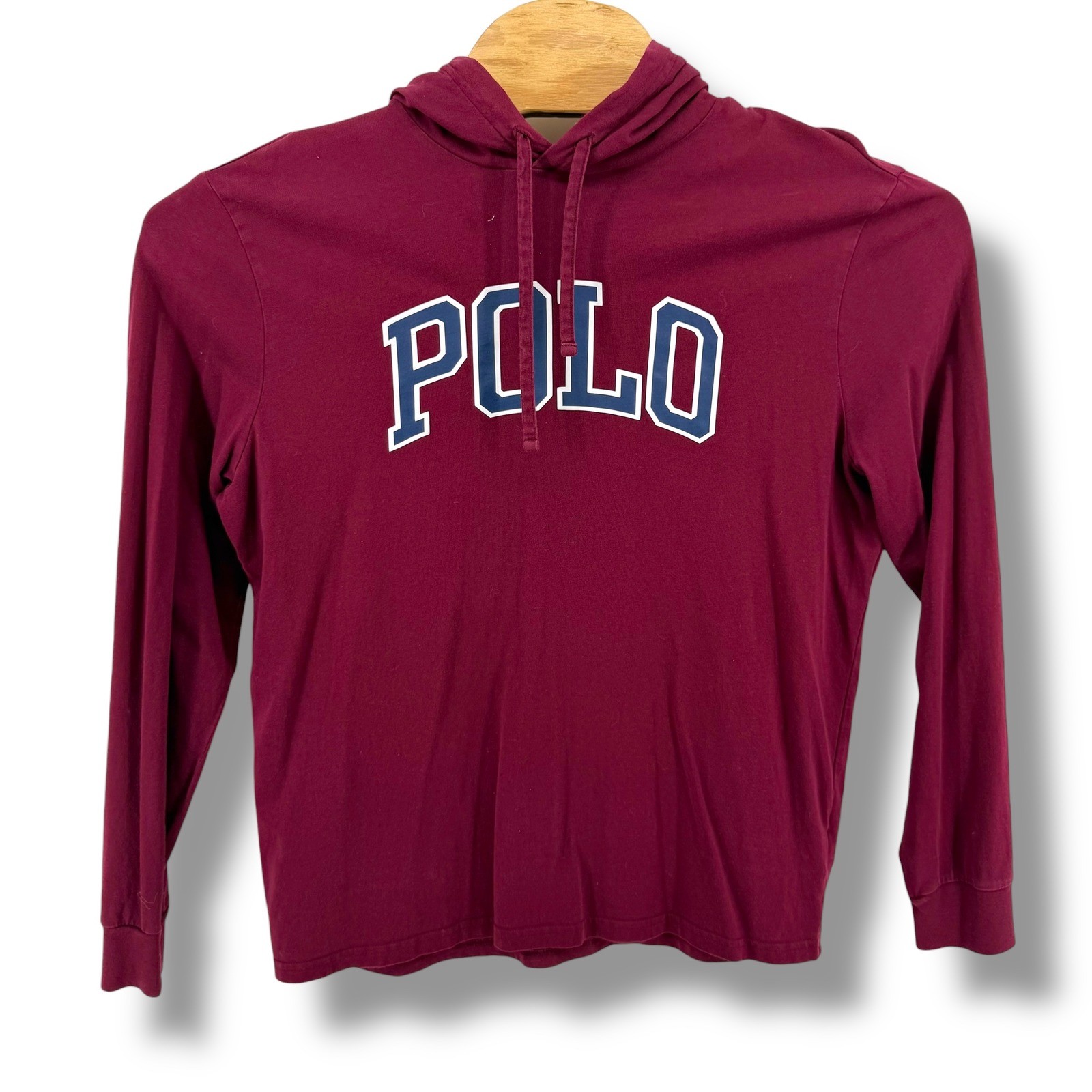 Polo Ralph Lauren Men&rsquo;s Burgundy Long Sleeve Hooded T-Shirt Tee Large