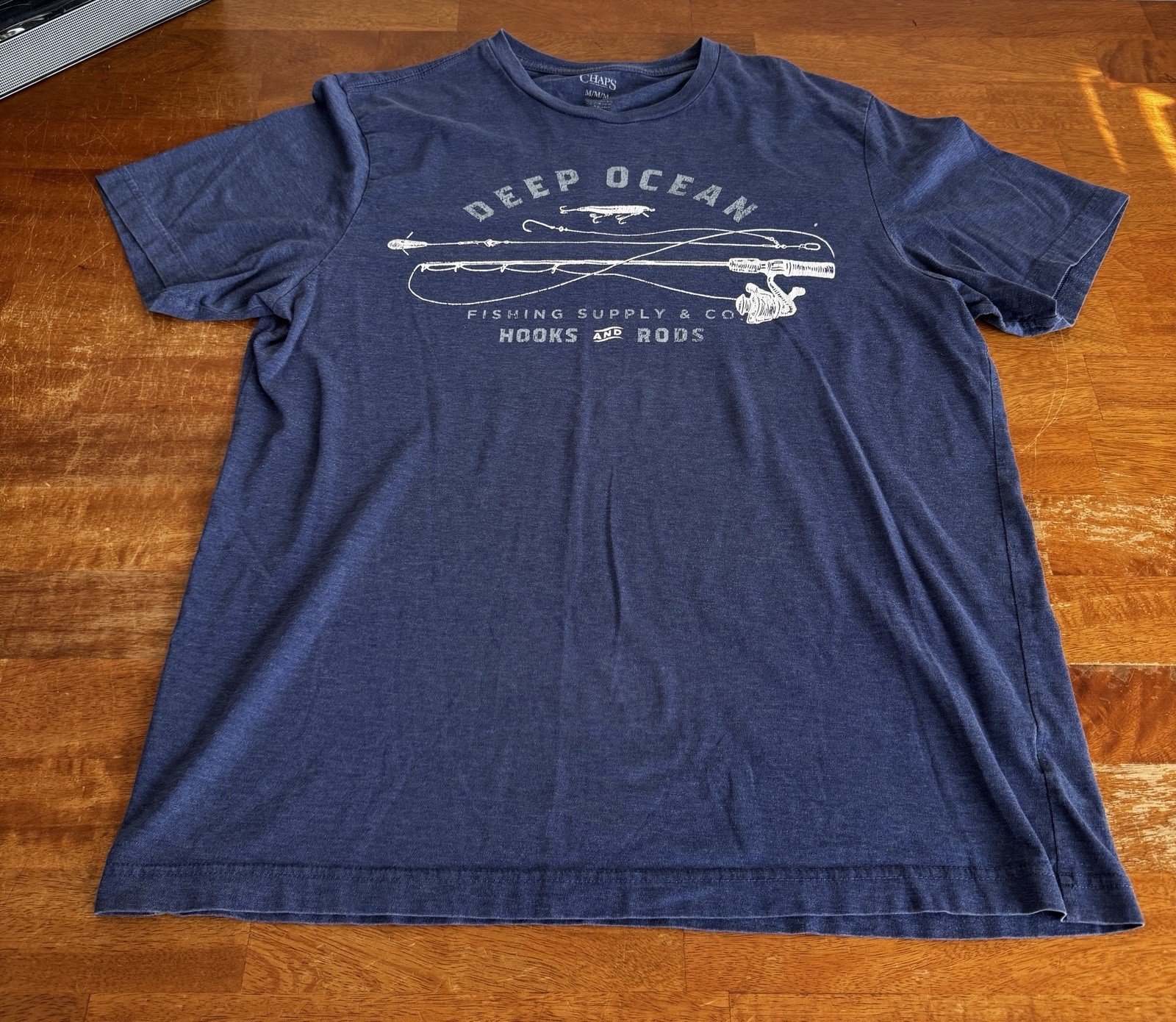 Chaps Ralph Lauren T-Shirt Deep Ocean Fishing Men&rsquo;s Medium Heathered Blue