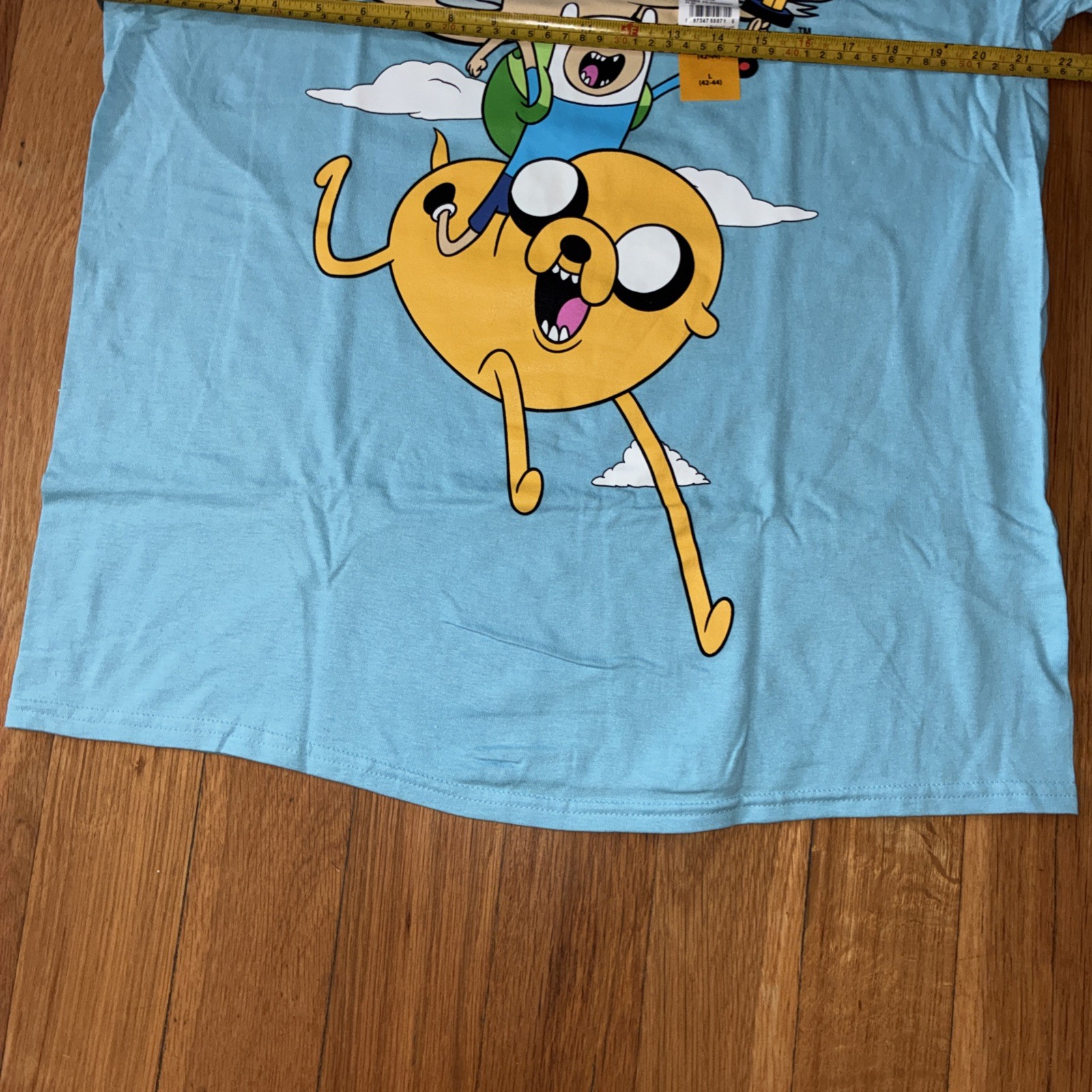 Adventure Time with Finn & Jake Men&rsquo;s Blue Cartoon Graphic Tee T-Shirt Sz Large
