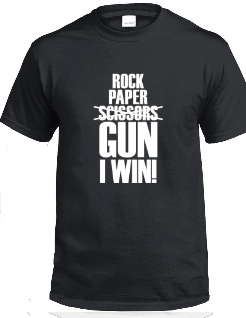 Rock Paper Scissors Gun I Win T-shirt Second Amendment Shooting Hunting Tee