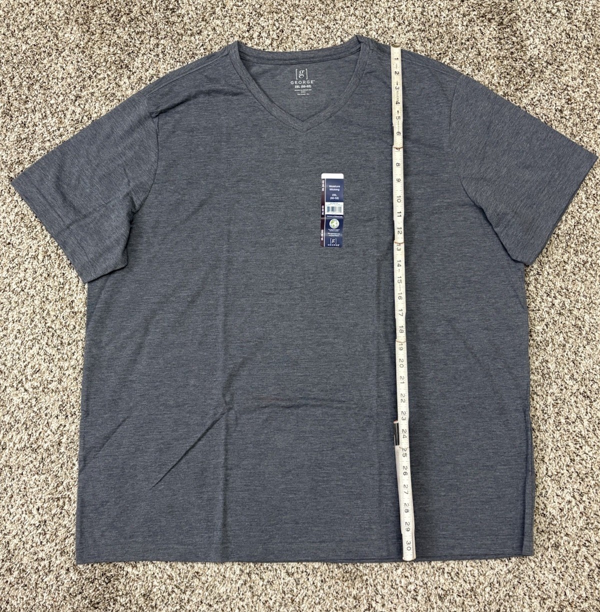 New George 3-PACK Men’s V-Neck T-shirt Tee Moisture Wicking Size 50-52 2XL (G5)