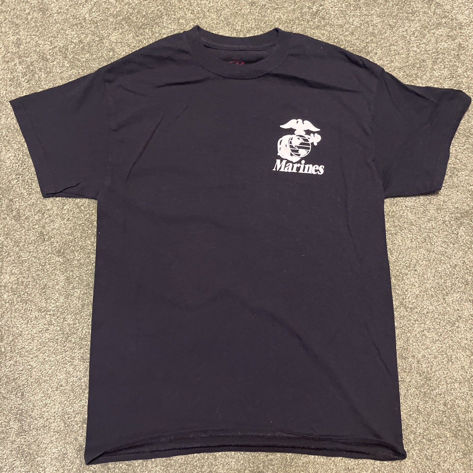 Men&rsquo;s Medium United States Marines Black Double Sided Graphic Print T Shirt Top