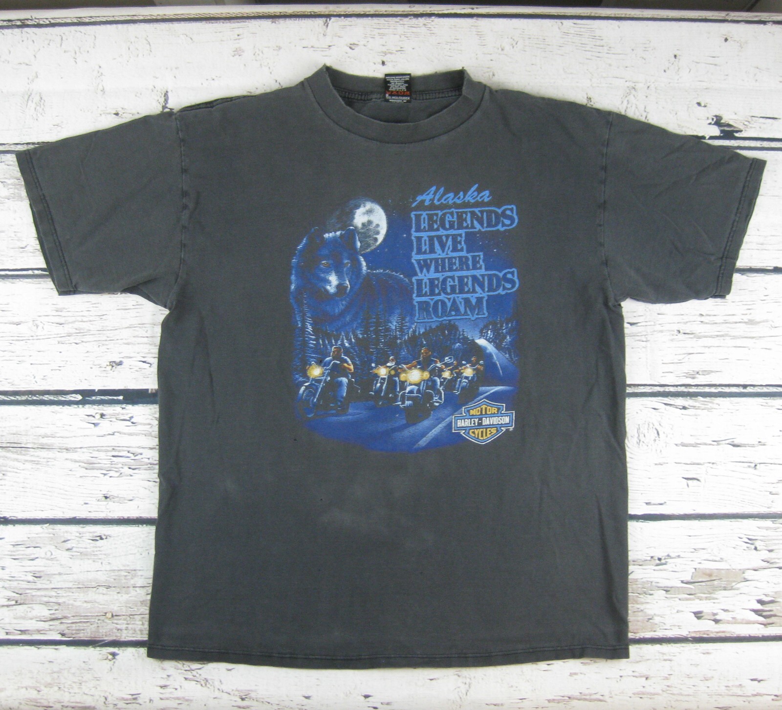 Vintage Harley Davidson Legends Live Where Legends Roam Shirt XL 90s Wolf USA