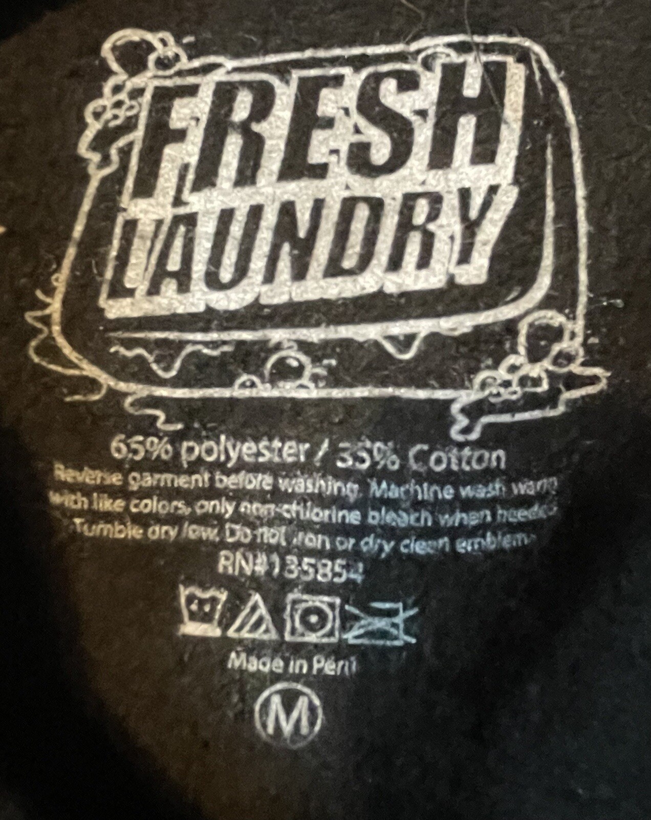 Fresh Laundry Neon Mushroom Skull Front Back Pullover Hoodie Black Mens Medium