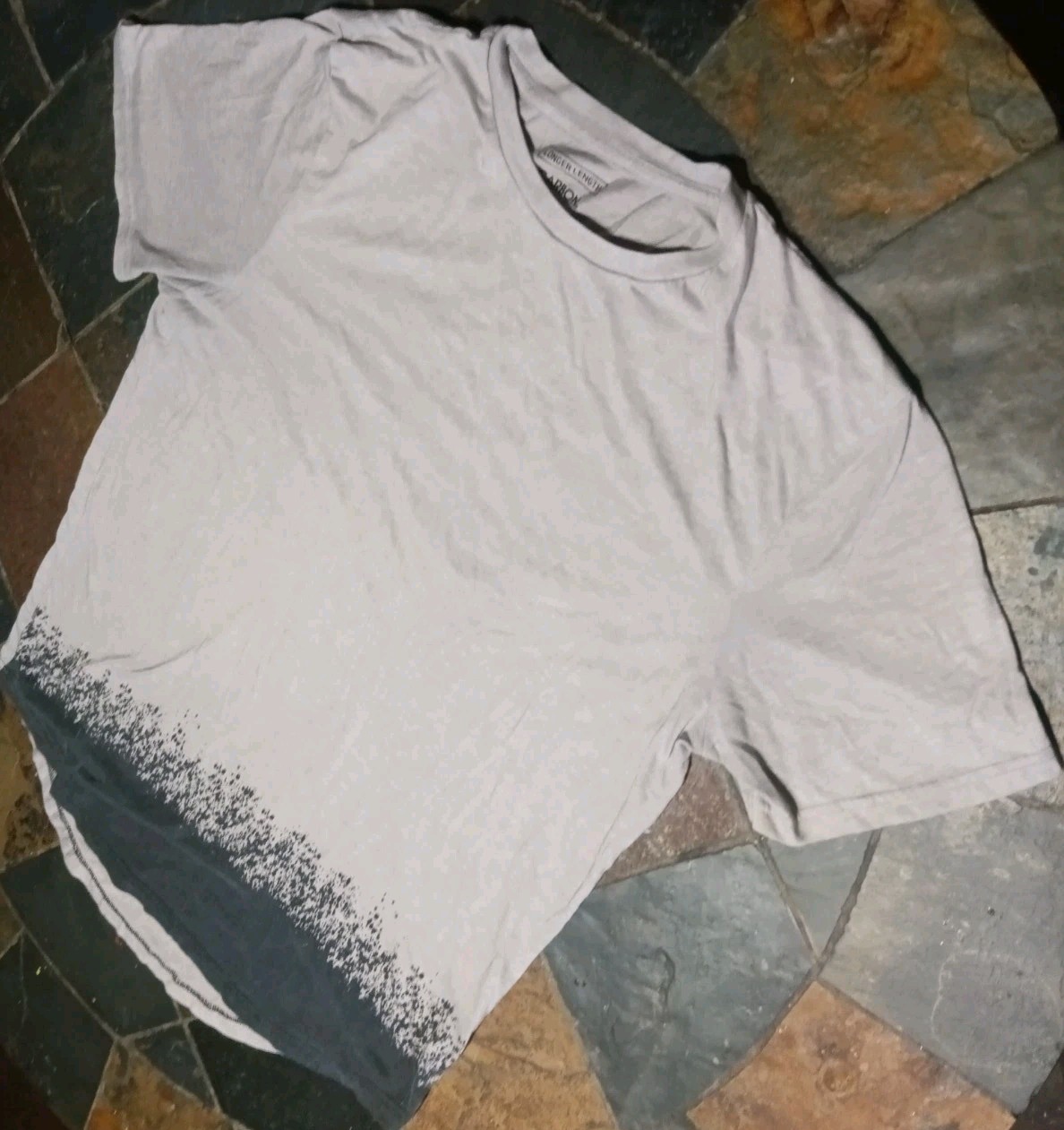 Carbon Grey T-Shirt Men Large Short Sleeve Longer Length Grunge Streetwear Y2K