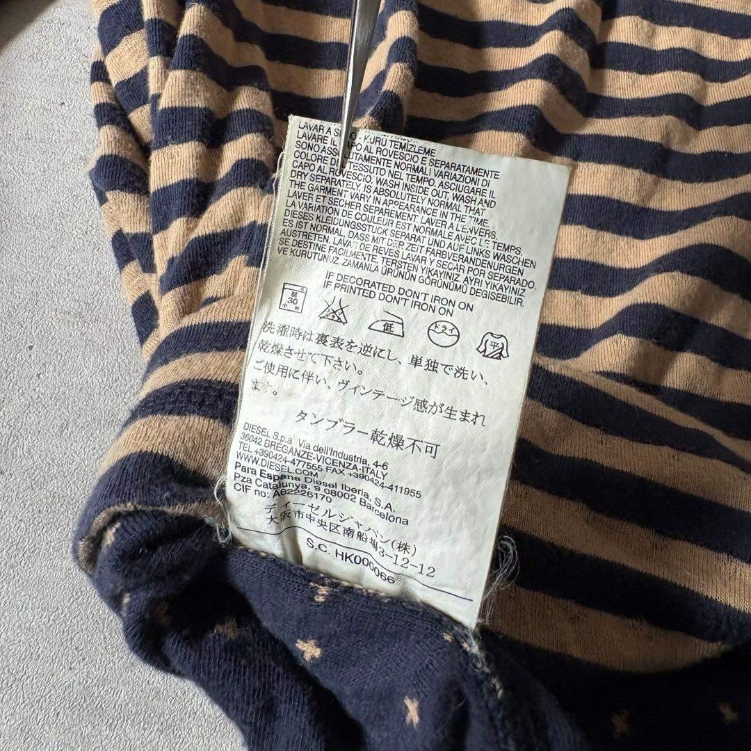 Diesel 00s Striped Henry Neck T-Shirt Short Sleeve Grunge Japan