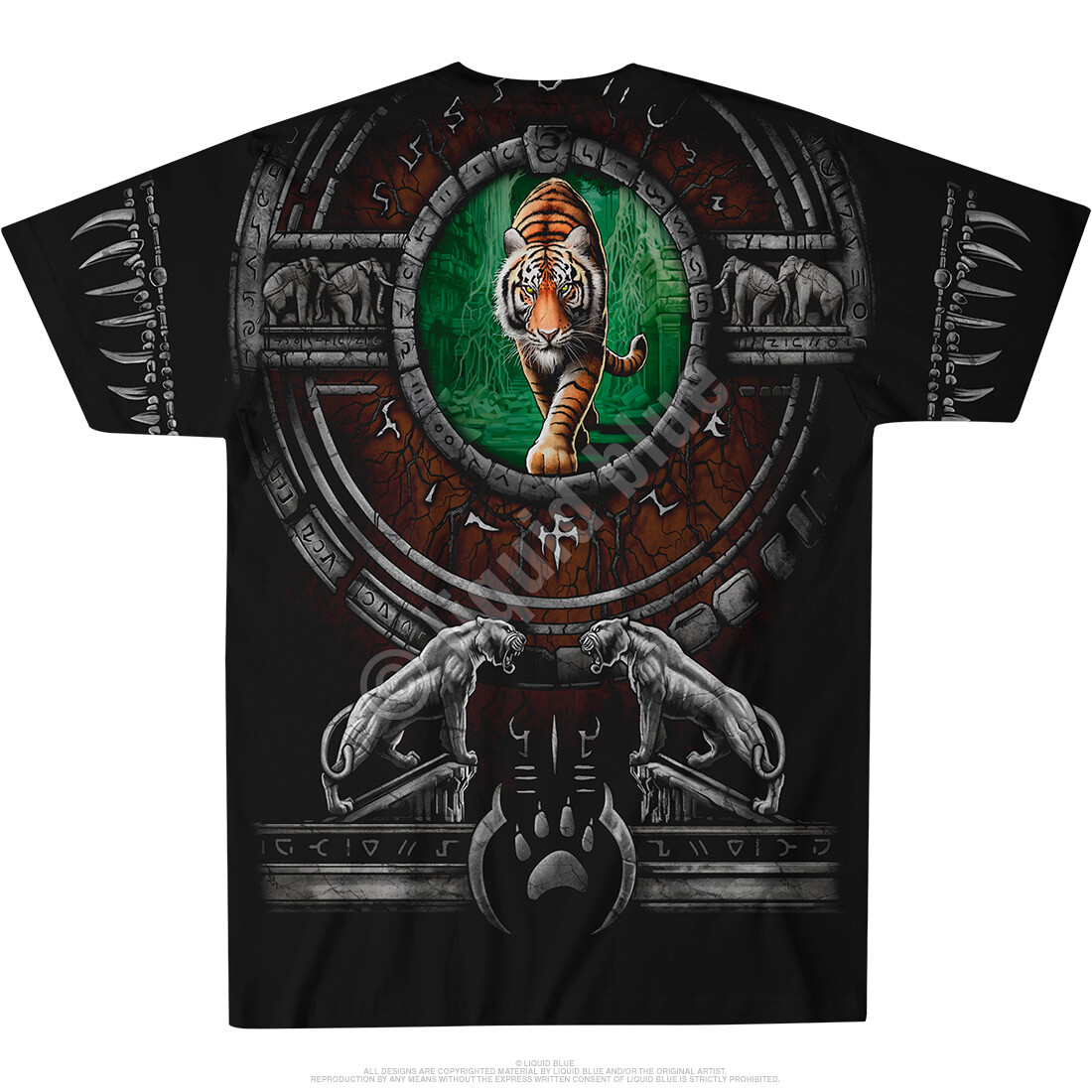NATIVE-TRIBAL TIGER-2 SIDED TIE DYE T-SHIRT S-M-L-XL-XXL Wild Jungle