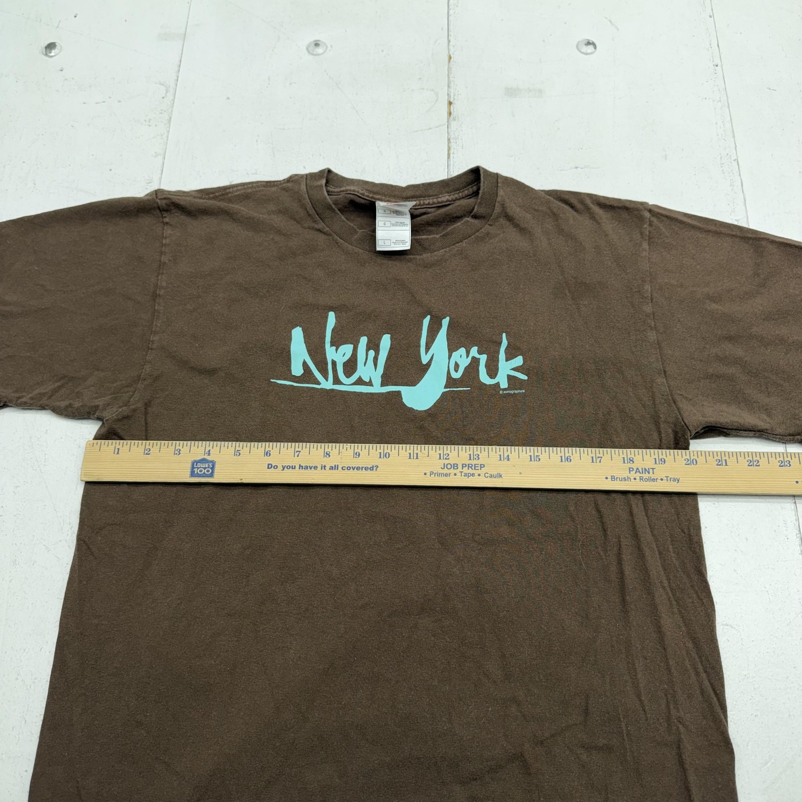 Fruit Of The Loom Shirt Mens Large Brown New York Graphic Tee Cotton Jersey