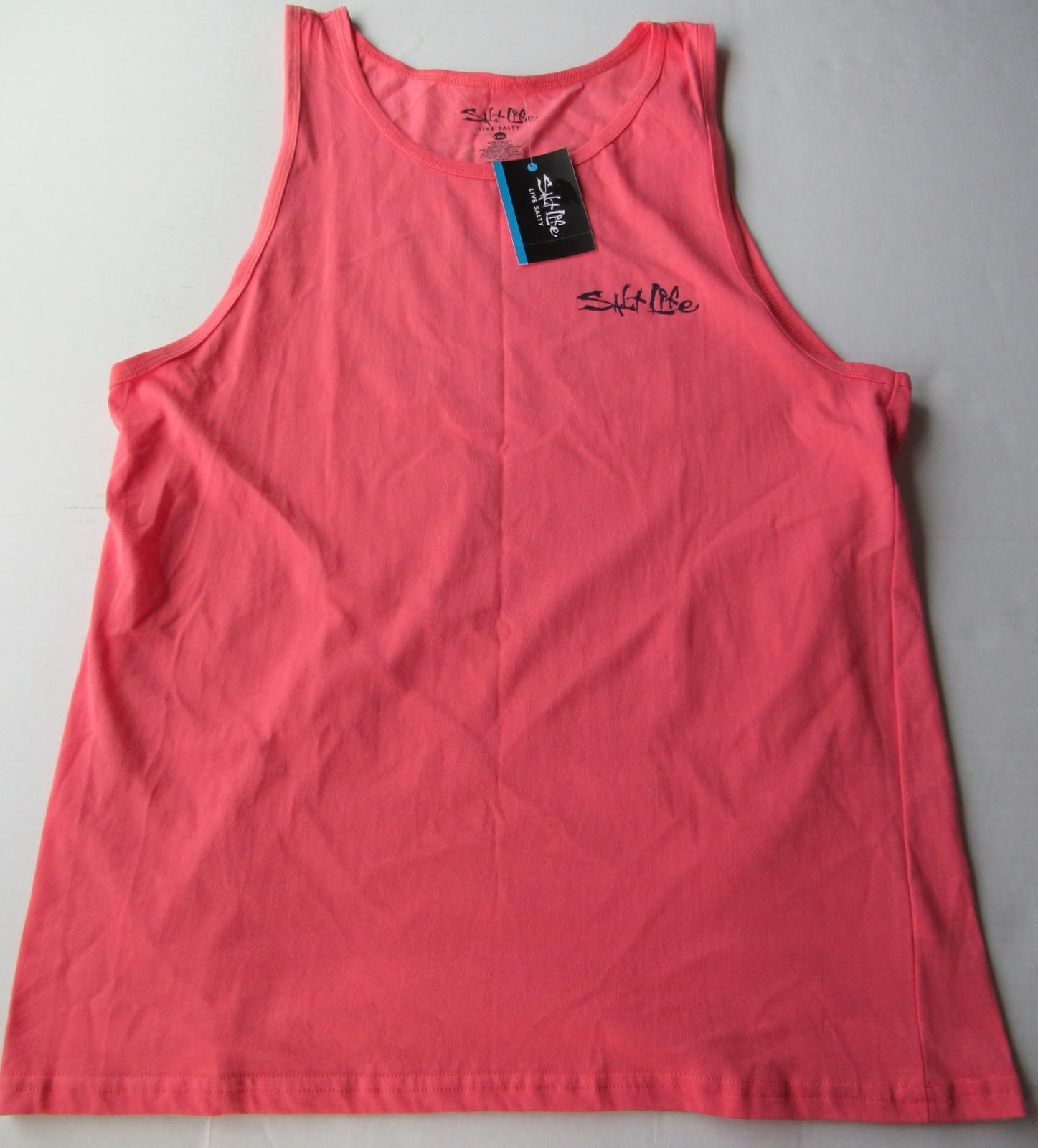 Salt Life Mens One Cast At A Time 100% Cotton Salmon Large Tank Top Nwt
