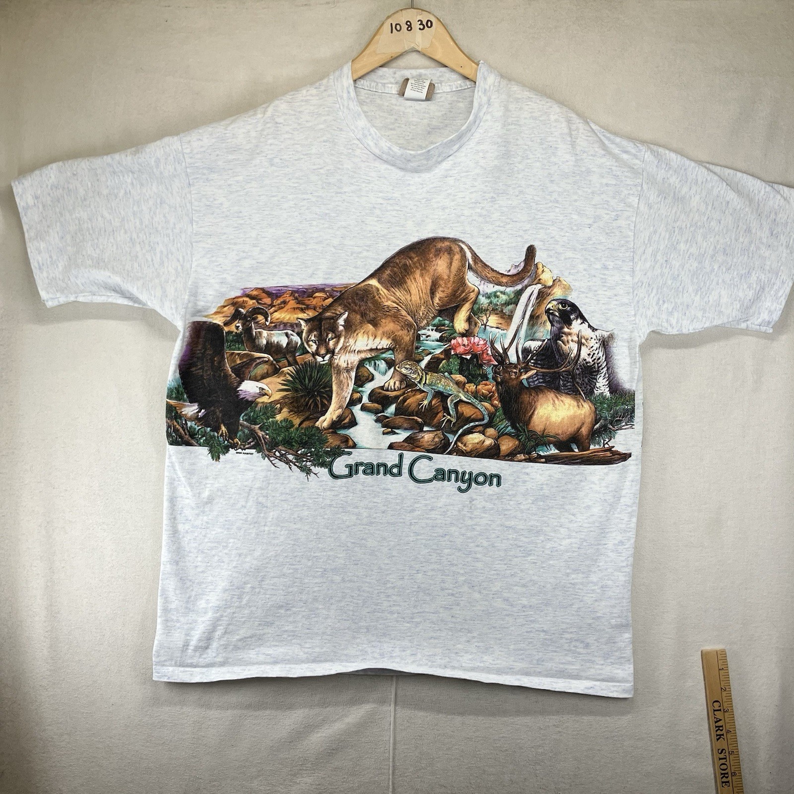Vintage 90s Habitat Nature T Shirt XL Body Wrap Graphic Animal Wildlife Canyon