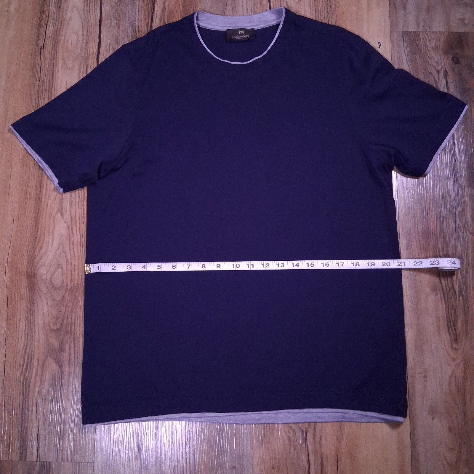 Mandelli Cotone Lucente T Shirt Mens Sz 52 Lg Blue Luxury Made in Italy *Read