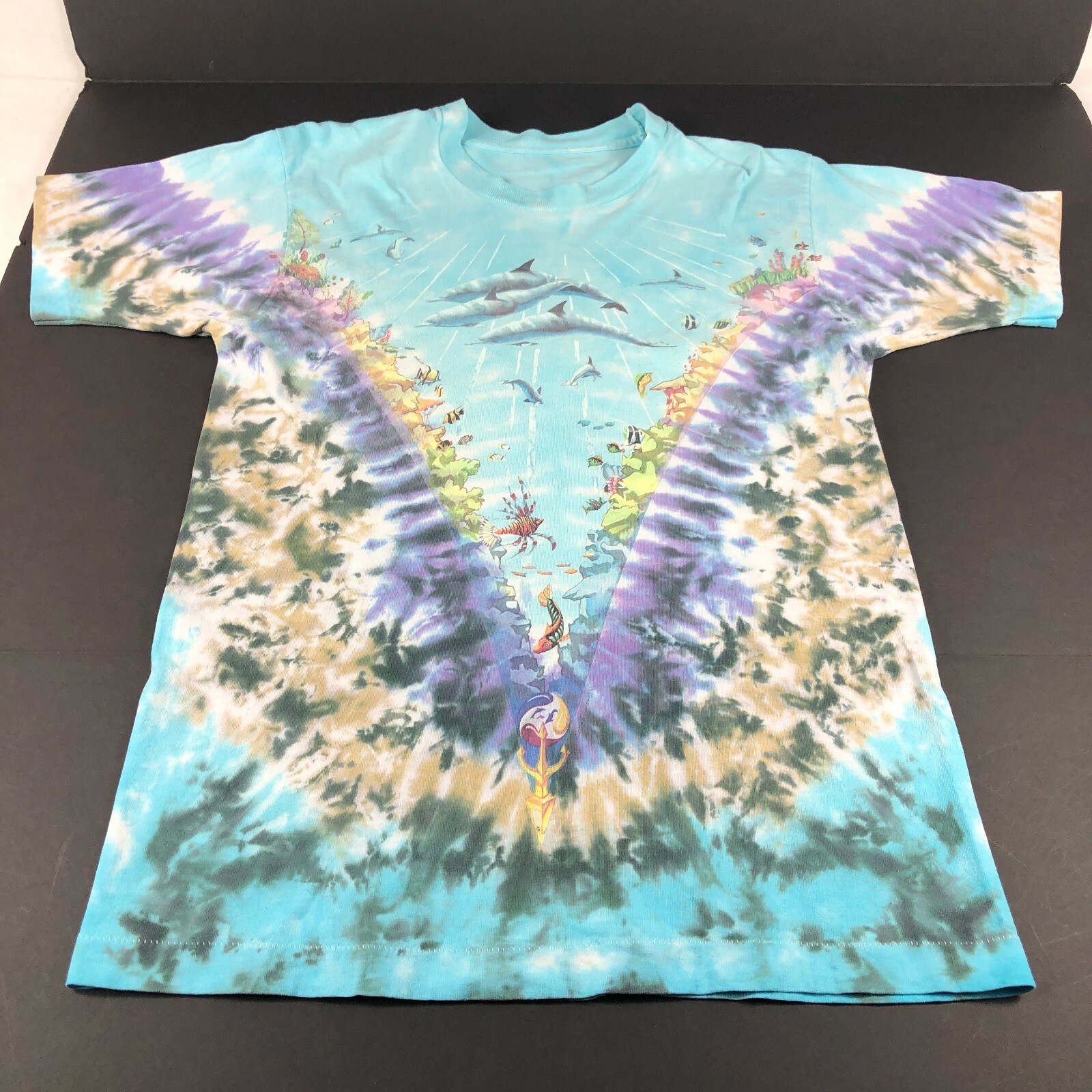 Vintage 90&rsquo;s Liquid Blue Shirt Men&rsquo;s Medium Aquatic AOP John Connell Half Baked
