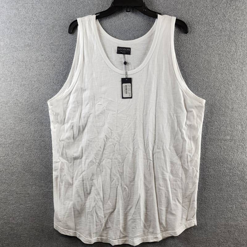 Goodlife Sun Faded Slub Scallop Tank Men&rsquo;s XXL White Solid Scoop Neck Pullover