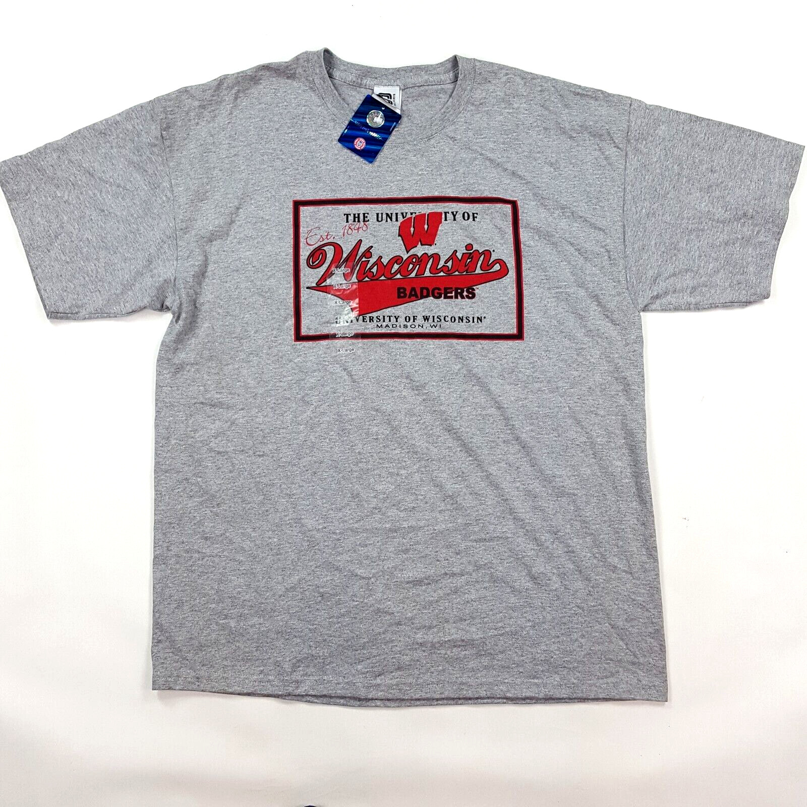 Wisconsin Badgers Football NCAA Size XL College Gray School Retro T Shirt VTG