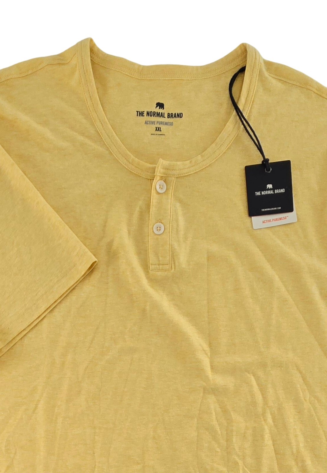 The Normal Brand – Men&rsquo;s Active Puremeso SS Henley – Golden Hour – NWT Size 2XL